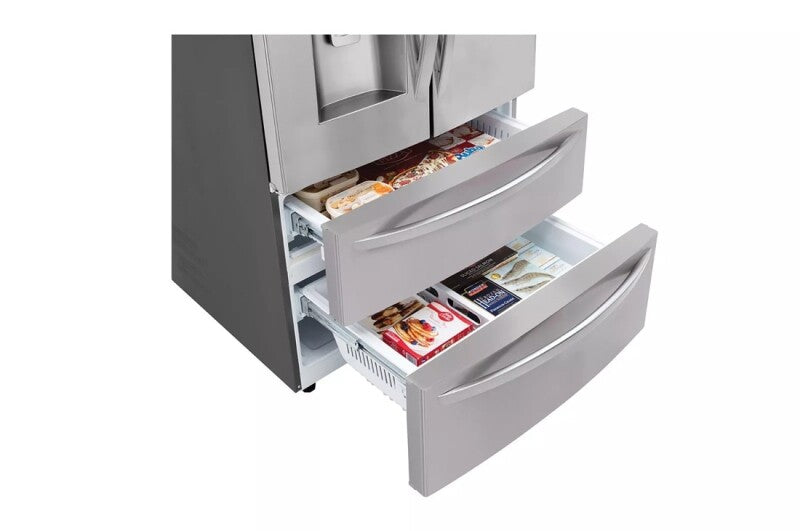 LG 28 Cu. Ft. 4-door French Door, Standard Depth, Ice & Water, Double Freezer, Stainless Steel - Stainless Steel (LMXS28626S)