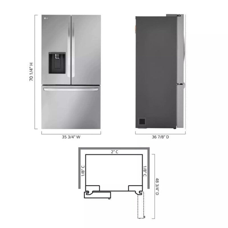 LG 31 cu. ft. Smart Standard-Depth MAX™ French Door Refrigerator with Dual Ice - Stainless Steel (LRFXS3106S)