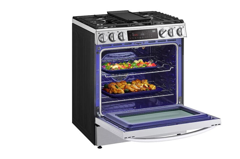 LG 6.3 Cu. Ft. Smart Wi-fi Enabled Probake Convection® Instaview® gas Slide-in Range With Air Fry - Print Proof Stainless Steel (LSGL6335F)