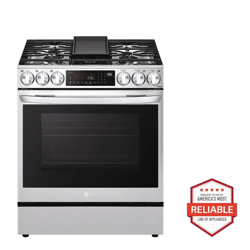 LG 6.3 Cu. Ft. Smart Wi-fi Enabled Probake Convection® Instaview® gas Slide-in Range With Air Fry - Print Proof Stainless Steel (LSGL6335F)
