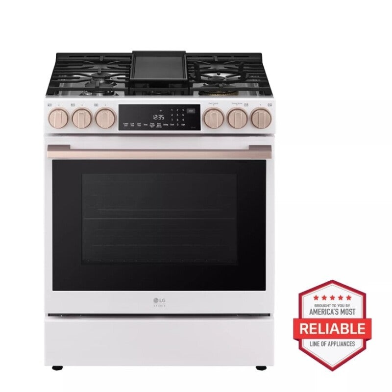 LG Studio LG STUDIO 6.3 cu. ft. InstaView® Gas Slide-in Range with ProBake Convection® and Air Fry - Essence White (LSGS6338N)