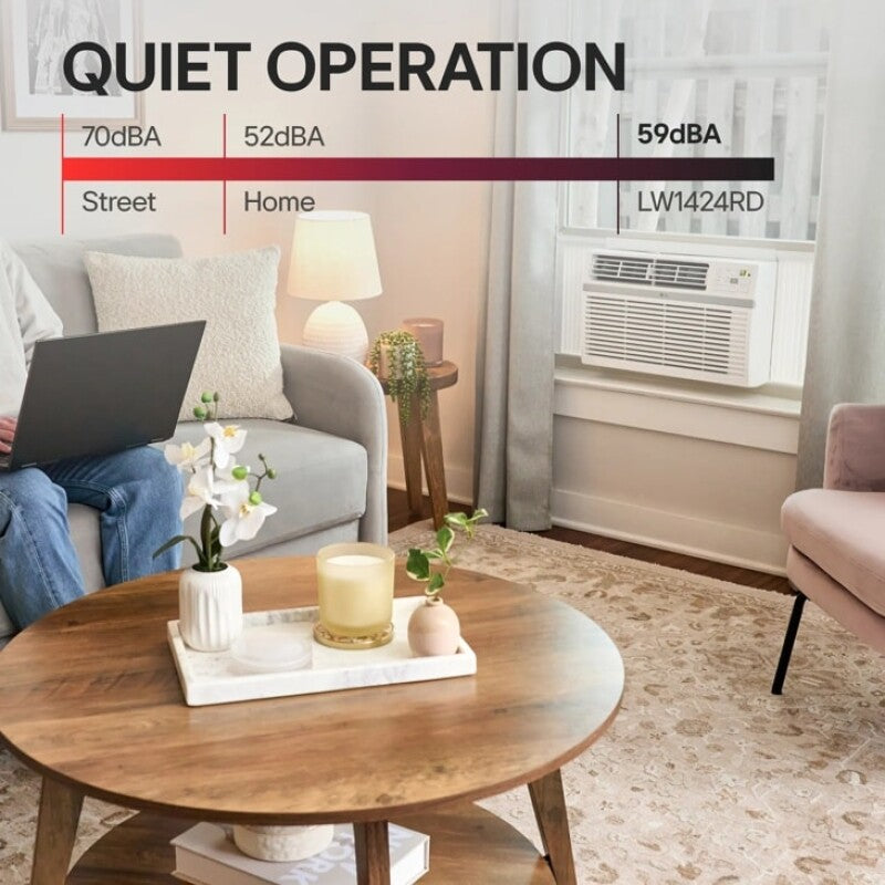 LG 14,000 Btu Window Air Conditioner | Cools Up To 800 Sq. Ft. - White (LW1424RD)
