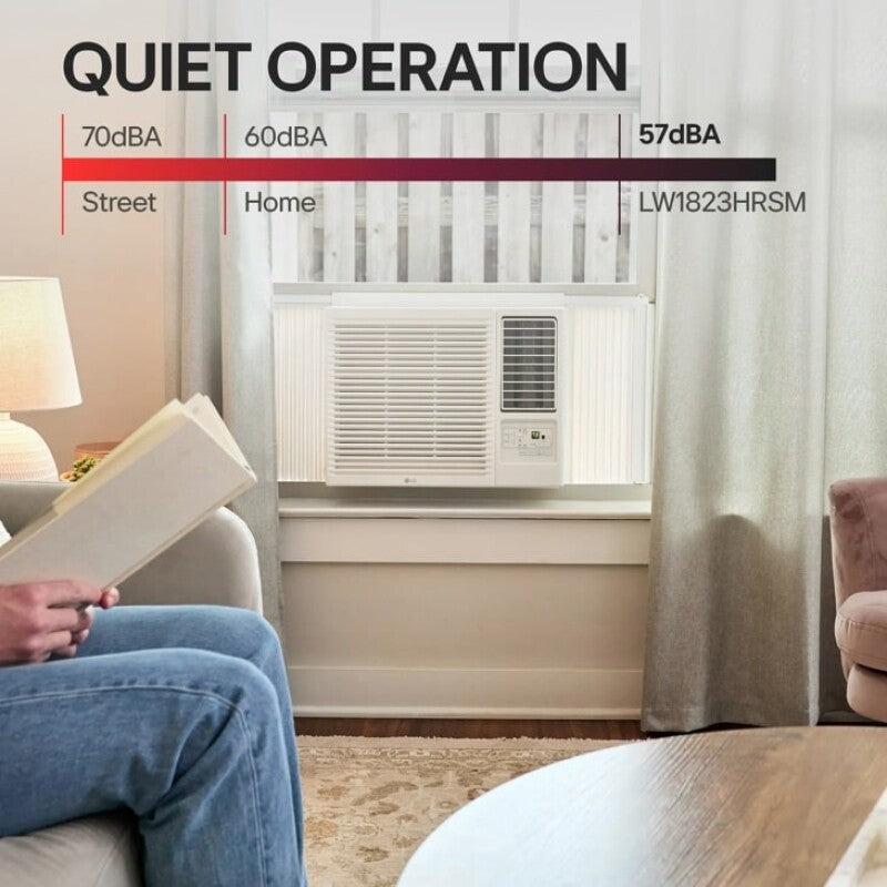 LG 18,000 BTU Smart Wi-Fi Enabled Window Air Conditioner, Cooling & Heating - White (LW1823HRSM)