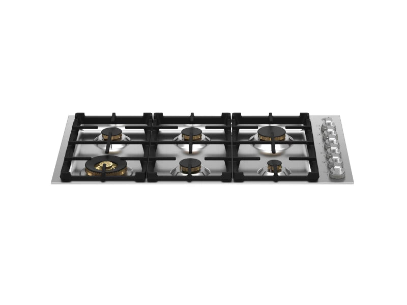 BERTAZZONI 36 Drop-in Gas Cooktop 6 brass burners - Stainless Steel (MAST366QBXT)