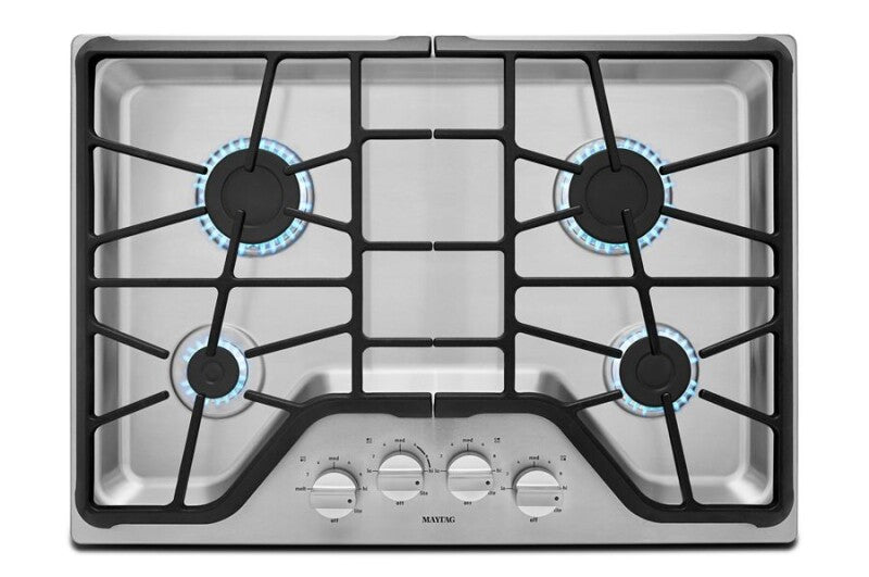 Maytag 30-inch Wide Gas Cooktop with Power Burner - Stainless Steel (MGC7430DS)