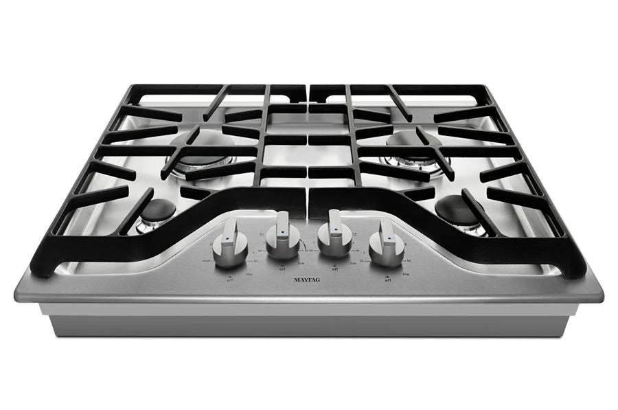 Maytag 30-inch Wide Gas Cooktop with Power Burner - Stainless Steel (MGC7430DS)