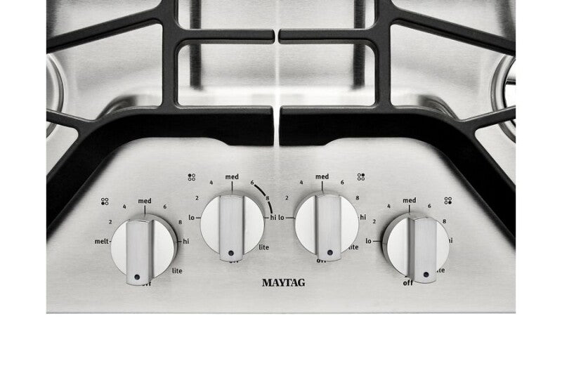 Maytag 30-inch Wide Gas Cooktop with Power Burner - Stainless Steel (MGC7430DS)
