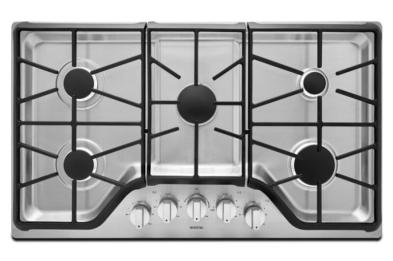 Maytag 36-inch Wide Gas Cooktop with DuraGuard Protective Finish - Stainless Steel (MGC9536DS)
