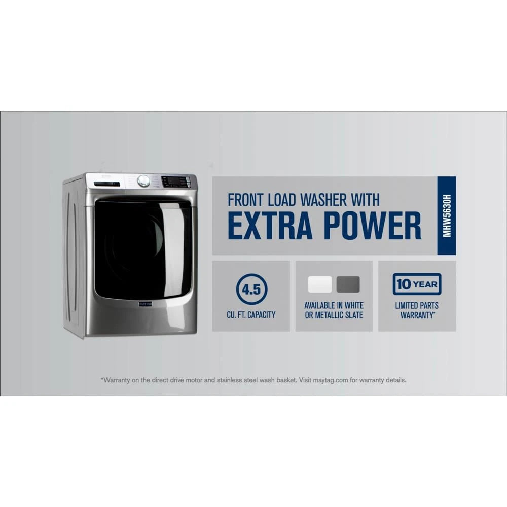 MAYTAG Front Load Washer with Extra Power and 12-Hr Fresh Spin™ option - 4.5 cu. ft. - White (MHW5630HW)