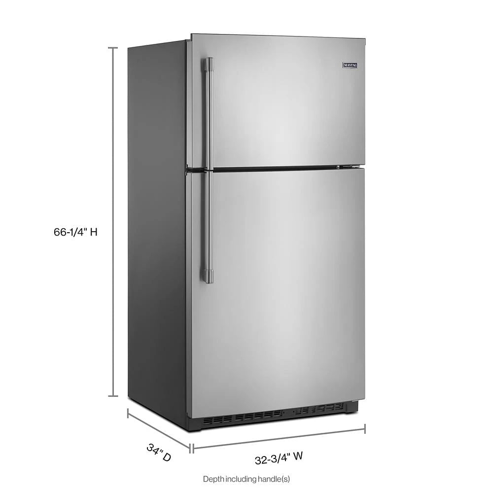 MAYTAG 33-Inch Wide Top Freezer Refrigerator with EvenAir™ Cooling Tower- 21 Cu. Ft. - Fingerprint Resistant Stainless Steel (MRT711SMFZ)