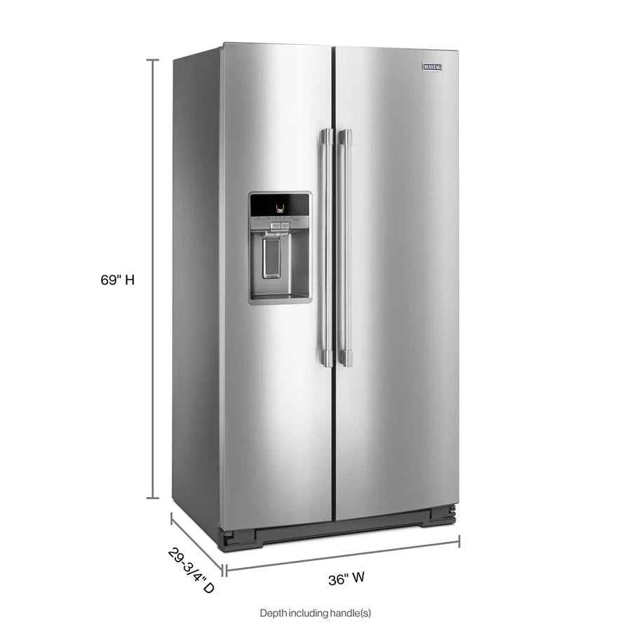 Maytag 36- Inch Wide Counter Depth Side-by-side Refrigerator- 21 Cu. Ft. - Fingerprint Resistant Stainless Steel (MSC21C6MFZ)