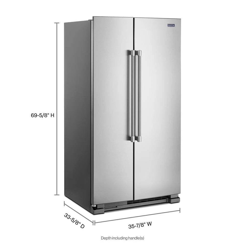 Maytag 36-Inch Wide Side-by-Side Refrigerator - 25 Cu. Ft. - Fingerprint-Resistant Stainless Finish (MSS25N4MKZ)