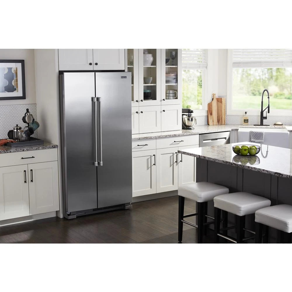 Maytag 36-Inch Wide Side-by-Side Refrigerator - 25 Cu. Ft. - Fingerprint-Resistant Stainless Finish (MSS25N4MKZ)