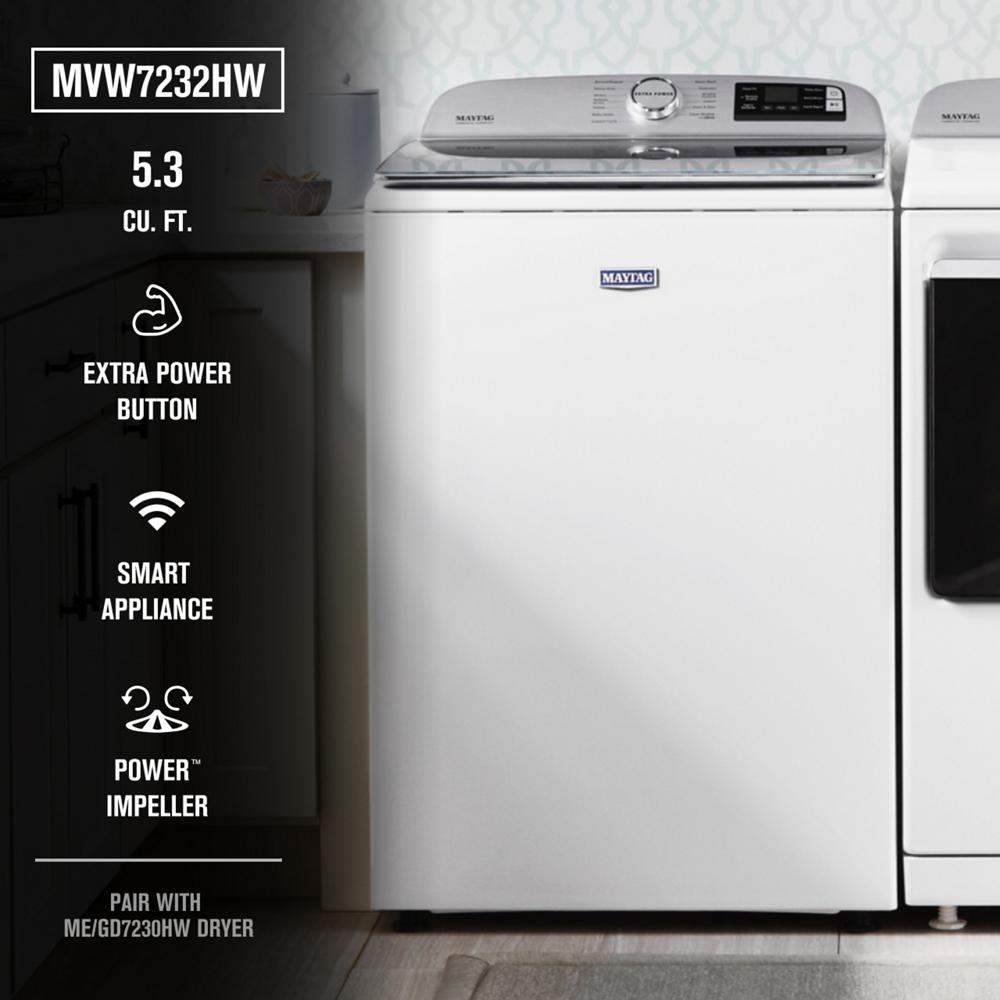 Maytag Smart Top Load Washer with Extra Power - 5.3 cu. ft. - White (MVW7232HW)