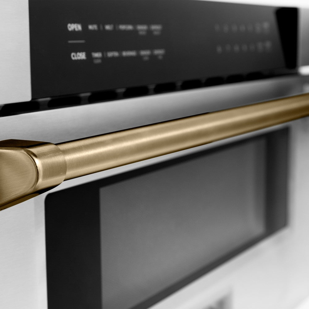 ZLINE Autograph Edition 30 In. 1.2 Cu. Ft. Built-in Microwave Drawer In Stainless Steel With Champagne Bronze Accents - Stainless Steel (MWDZ30CB)