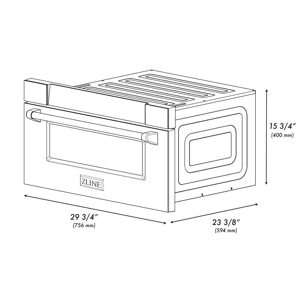 ZLINE Autograph Edition 30 In. 1.2 Cu. Ft. Built-in Microwave Drawer In Stainless Steel With Champagne Bronze Accents - Stainless Steel (MWDZ30CB)