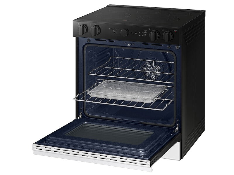 SAMSUNG Bespoke 6.3 cu. ft. Smart Slide-In Electric Range with Air Sous Vide & Air Fry in White Glass - White Glass (NSE6DB850012AA)