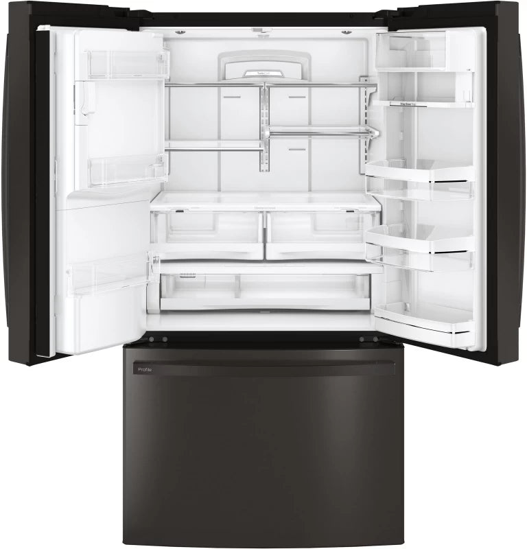 GE Profile 27.7 Cu. Ft. French-Door Refrigerator with Hands-Free AutoFill - Black Stainless (PFE28KBLTS)