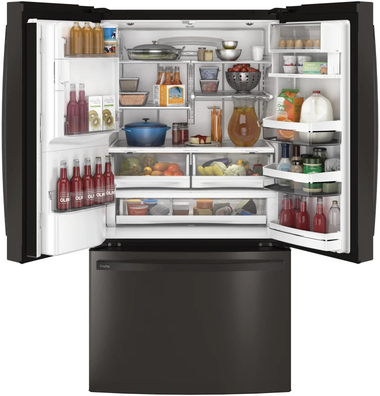 GE Profile 27.7 Cu. Ft. French-Door Refrigerator with Hands-Free AutoFill - Black Stainless (PFE28KBLTS)