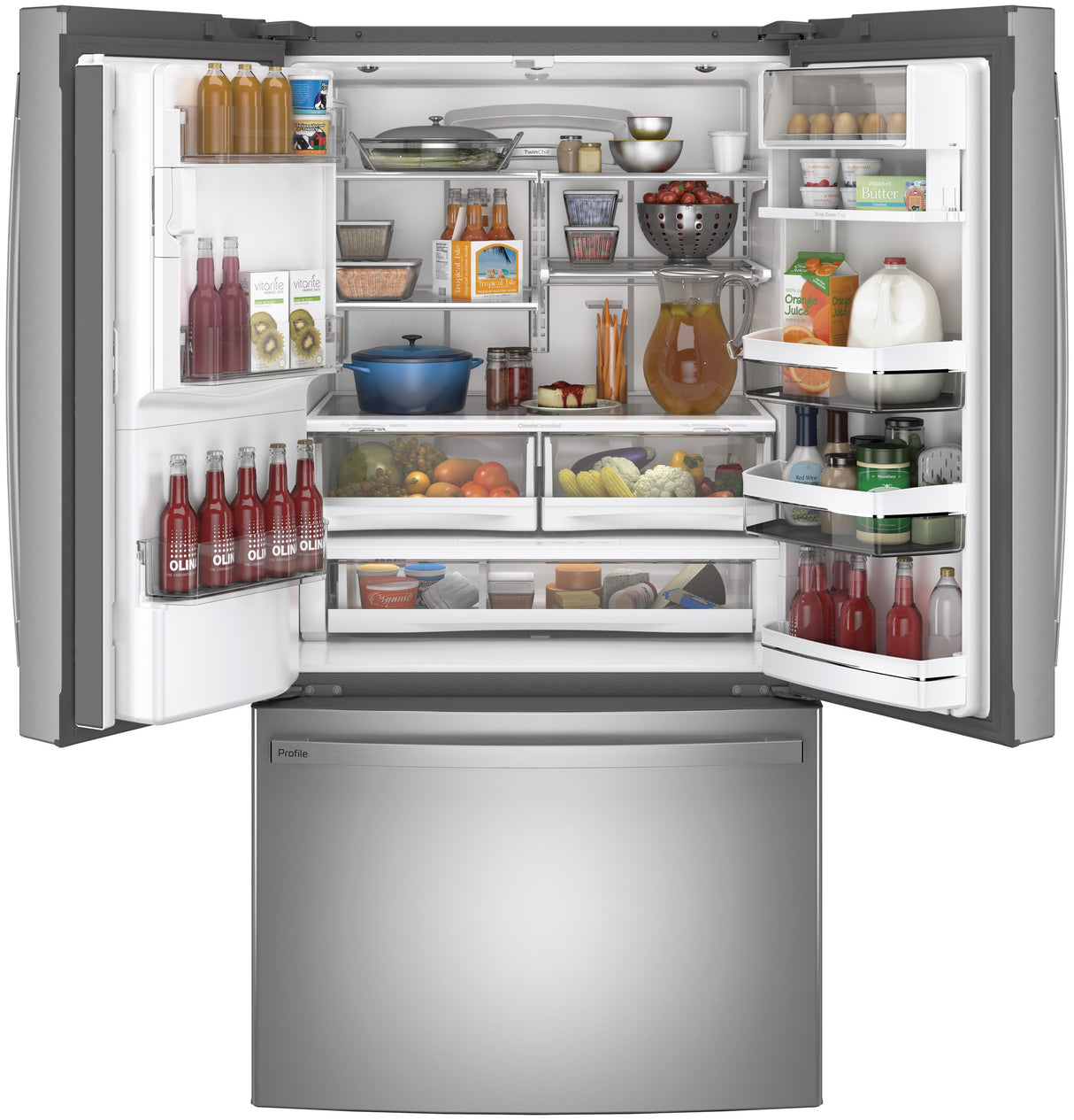 GE Profile 27.7 Cu. Ft. Fingerprint Resistant French-Door Refrigerator with Hands-Free AutoFill - Stainless Steel (PFE28KYNFS)