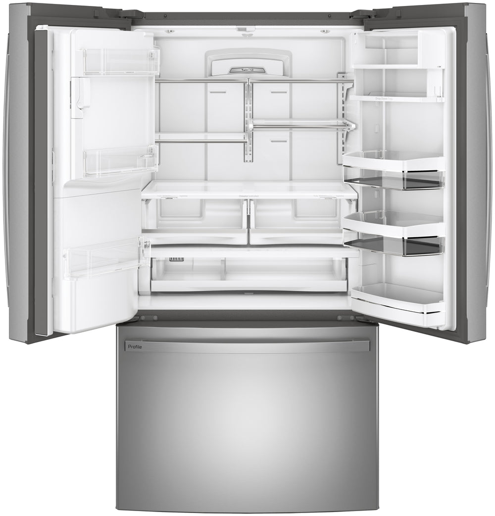 GE Profile 27.7 Cu. Ft. Fingerprint Resistant French-Door Refrigerator with Hands-Free AutoFill - Stainless Steel (PFE28KYNFS)