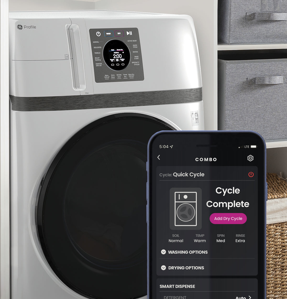 GE Profile 4.6 cu. ft. Capacity UltraFast Combo with Ventless Inverter Heat Pump Technology Washer/Dryer - White (PFQ83HSSWWW)