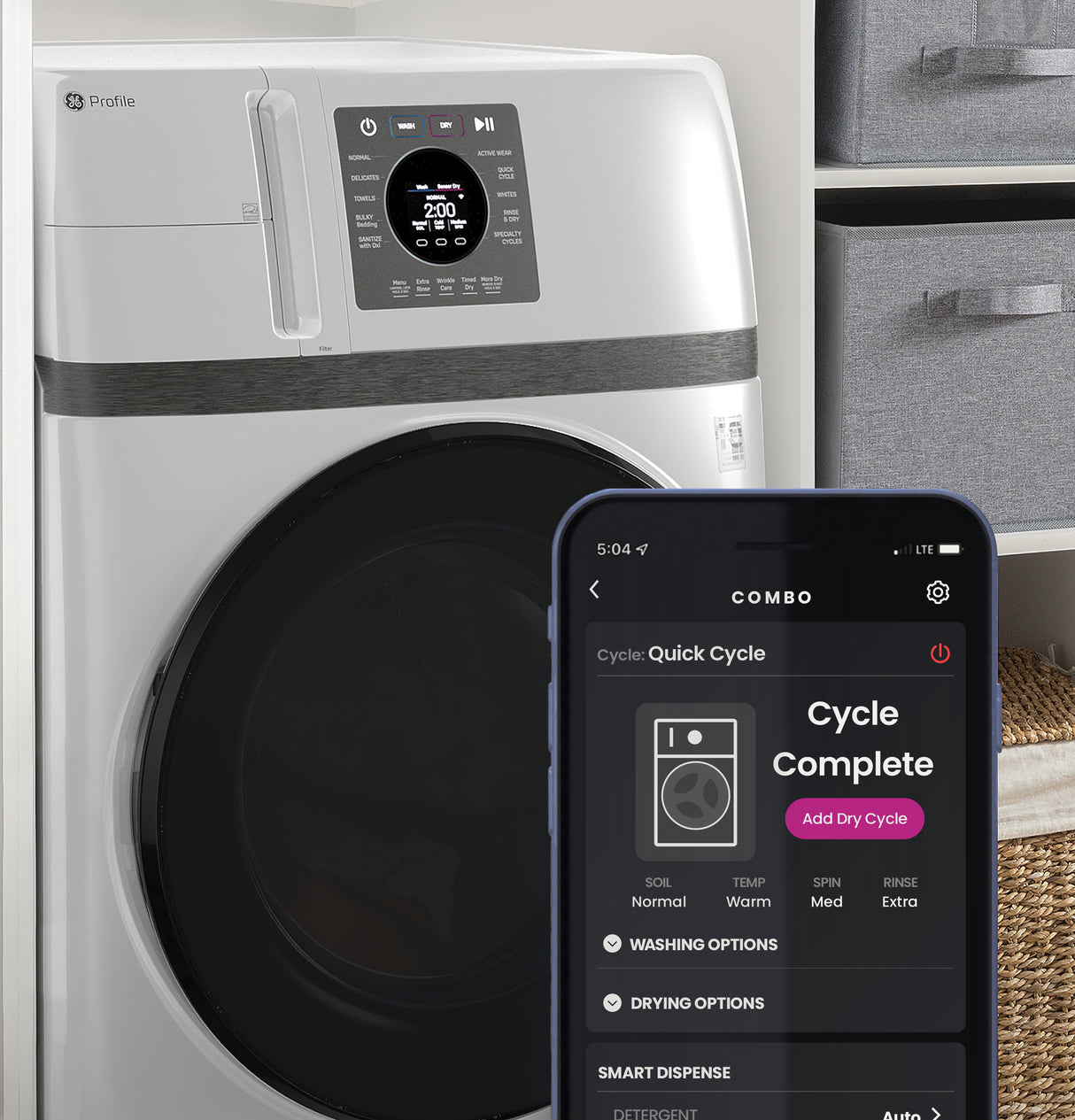 GE Profile 4.6 cu. ft. Capacity UltraFast Combo with Ventless Inverter Heat Pump Technology Washer/Dryer - White (PFQ83HSSWWW)