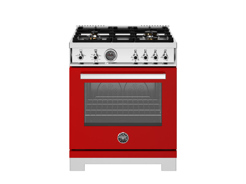 BERTAZZONI 30 inch All Gas Range, 4 Brass Burners - Rosso (PRO304BFGMROT)