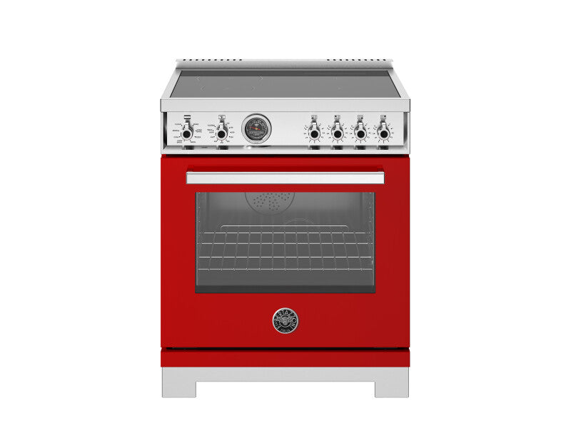 BERTAZZONI 30 inch Induction Range, 4 Heating Zones, Electric Self-Clean Oven - Rosso (PRO304IFEPROT)