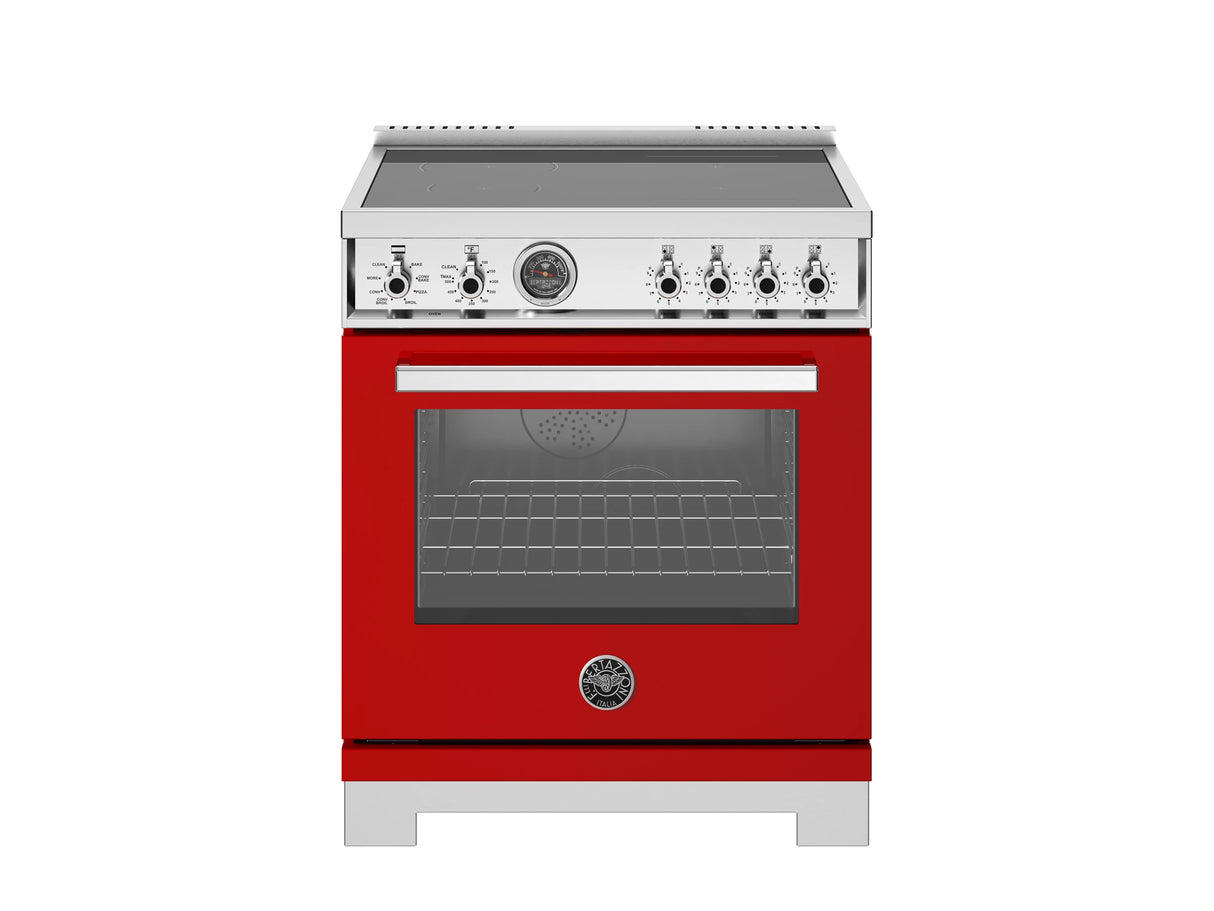 BERTAZZONI 30 inch Induction Range, 4 Heating Zones, Electric Self-Clean Oven - Rosso (PRO304IFEPROT)