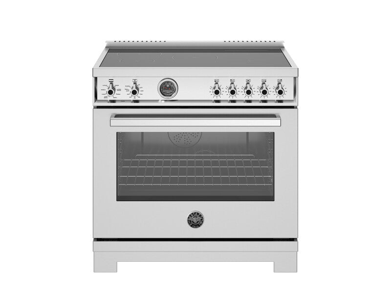 BERTAZZONI 36 inch Induction Range, 5 Heating Zones and Cast Iron Griddle, Electric Self-Clean Oven - Stainless Steel (PRO365ICFEPXT)