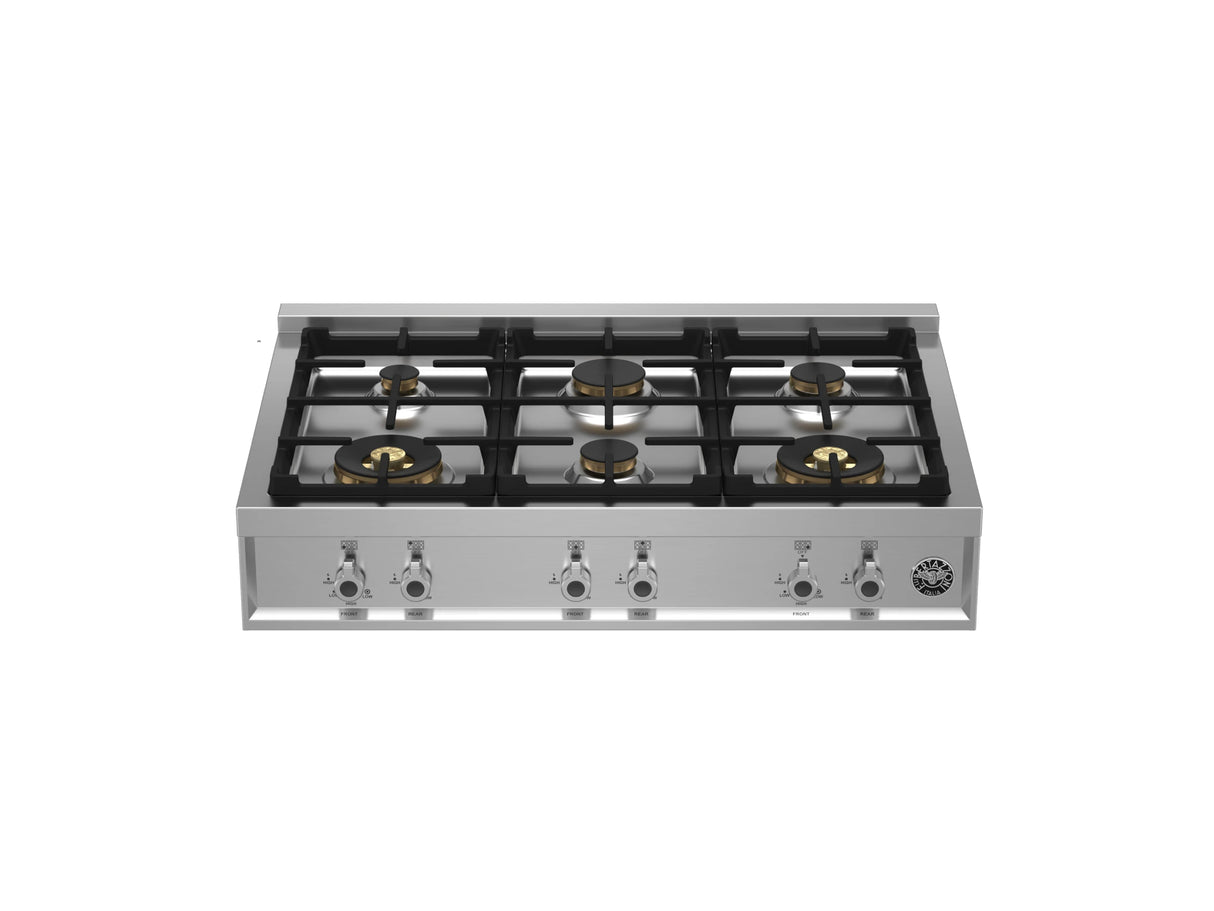 BERTAZZONI 36 Gas Rangetop 6 brass burners - Stainless Steel (PROF366RTBXT)