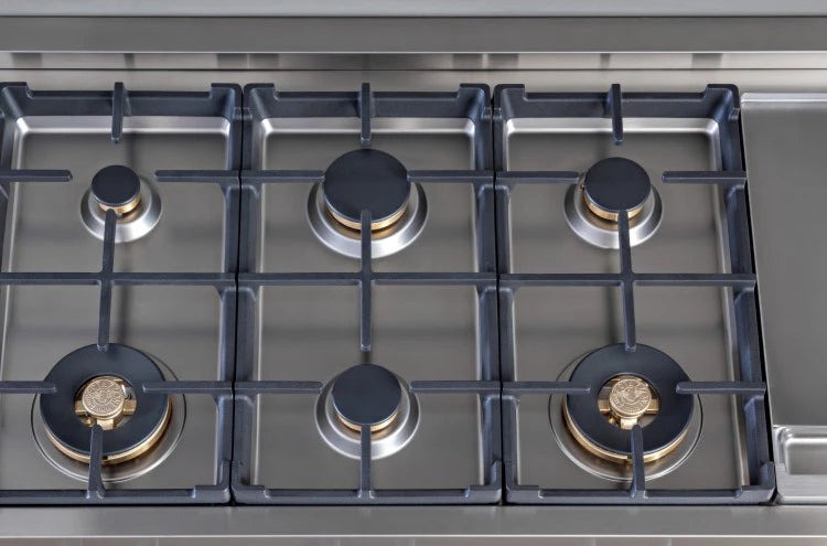 BERTAZZONI 48 Gas Rangetop 6 brass burner + electric griddle - Stainless Steel (PROF486GRTBXT)