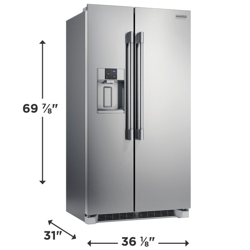 Frigidaire Professional 22 Cu. Ft. 36" Counter-Depth Side-by-Side Refrigerator - Stainless Steel (PRSC2222AF)