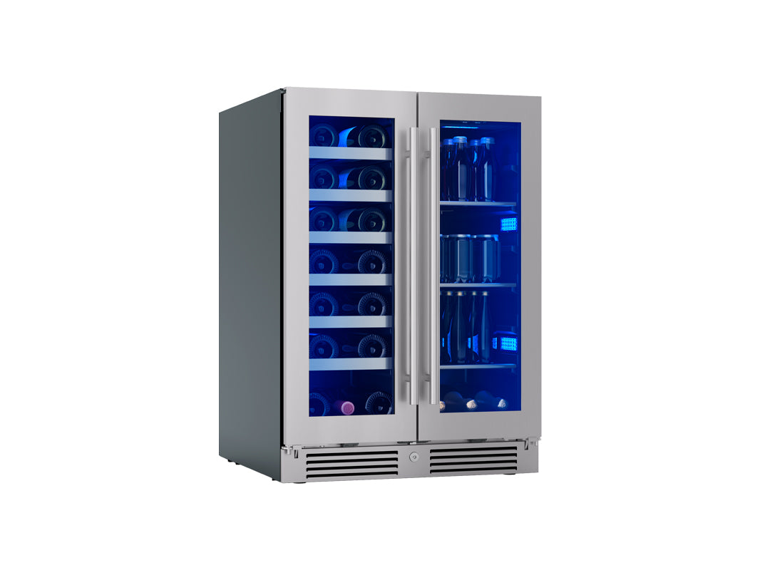 Zephyr 24" French Door Dual Zone Wine & Beverage Cooler - Stainless Steel (PRWB24C32CG)