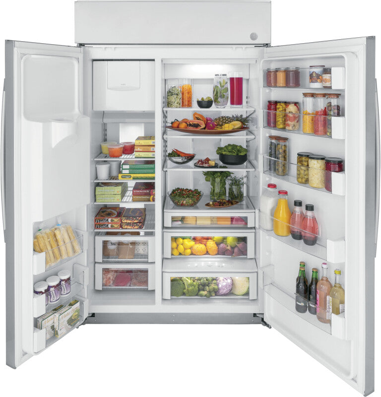 GE Profile 48" Smart Built-In Side-by-Side Refrigerator with Dispenser - Stainless Steel (PSB48YSNSS)