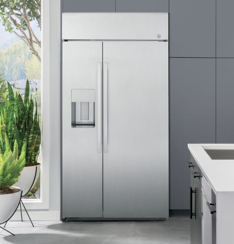 GE Profile 48" Smart Built-In Side-by-Side Refrigerator with Dispenser - Stainless Steel (PSB48YSNSS)