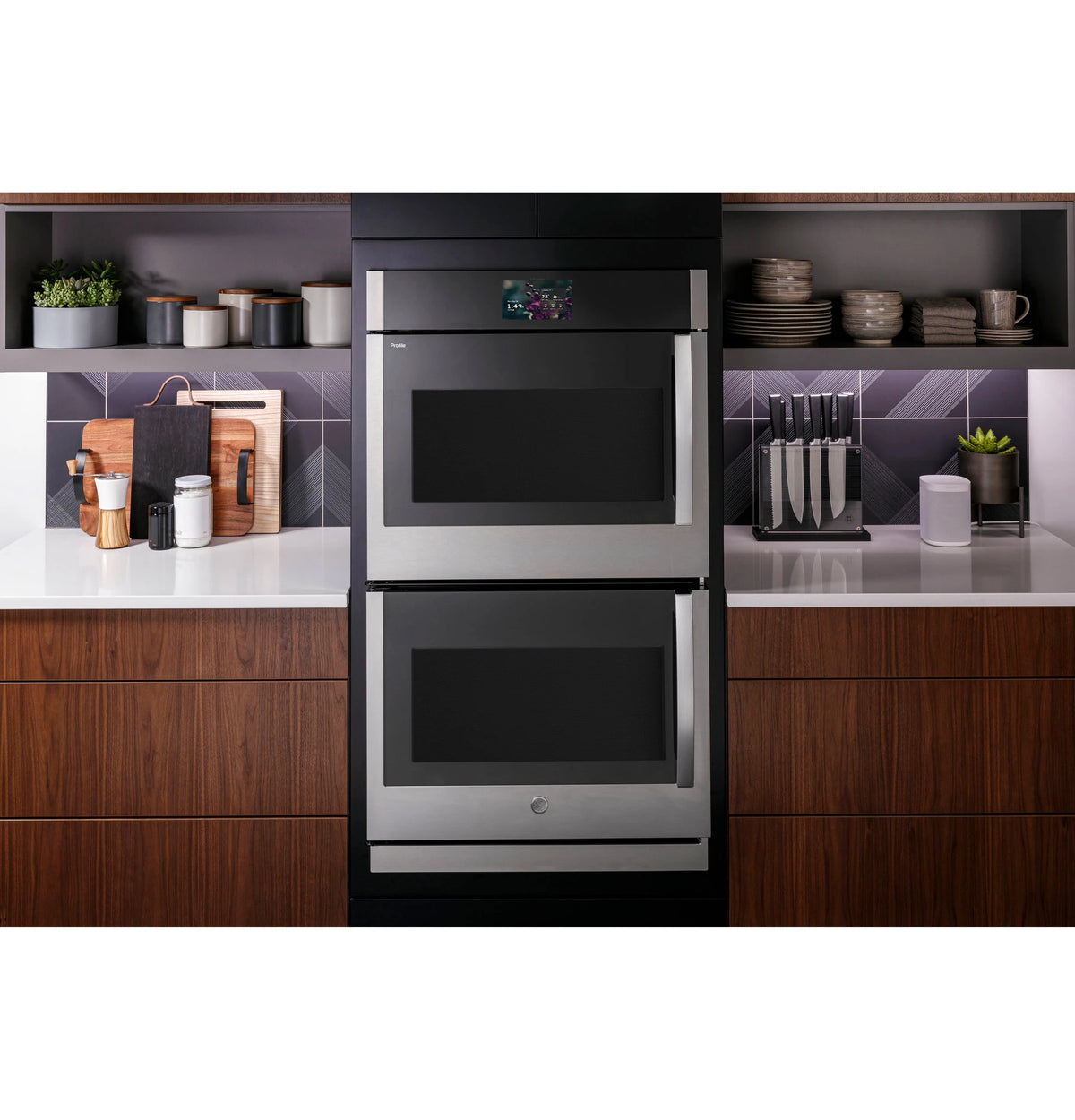 GE Profile 30" Smart Built-In Convection Double Wall Oven with Left-Hand Side-Swing Doors - Stainless Steel (PTD700LSZSS)