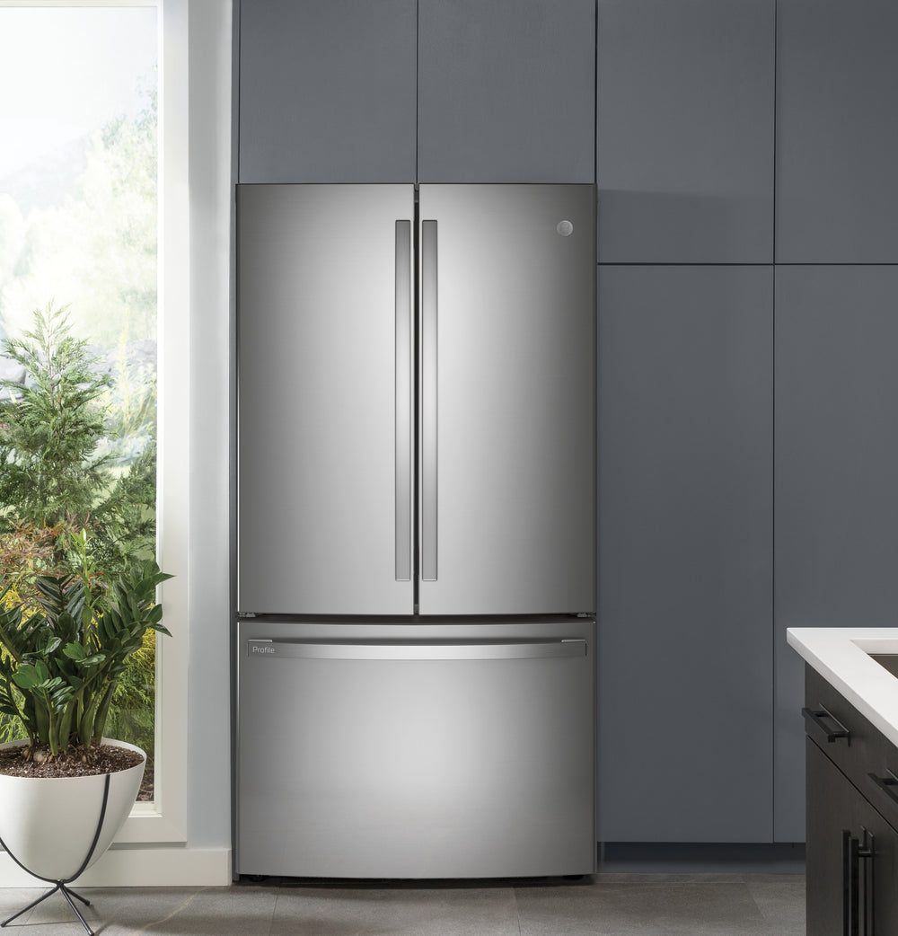 GE Profile 23.1 Cu. Ft. Counter-Depth Fingerprint Resistant French-Door Refrigerator - Stainless Steel (PWE23KYNFS)