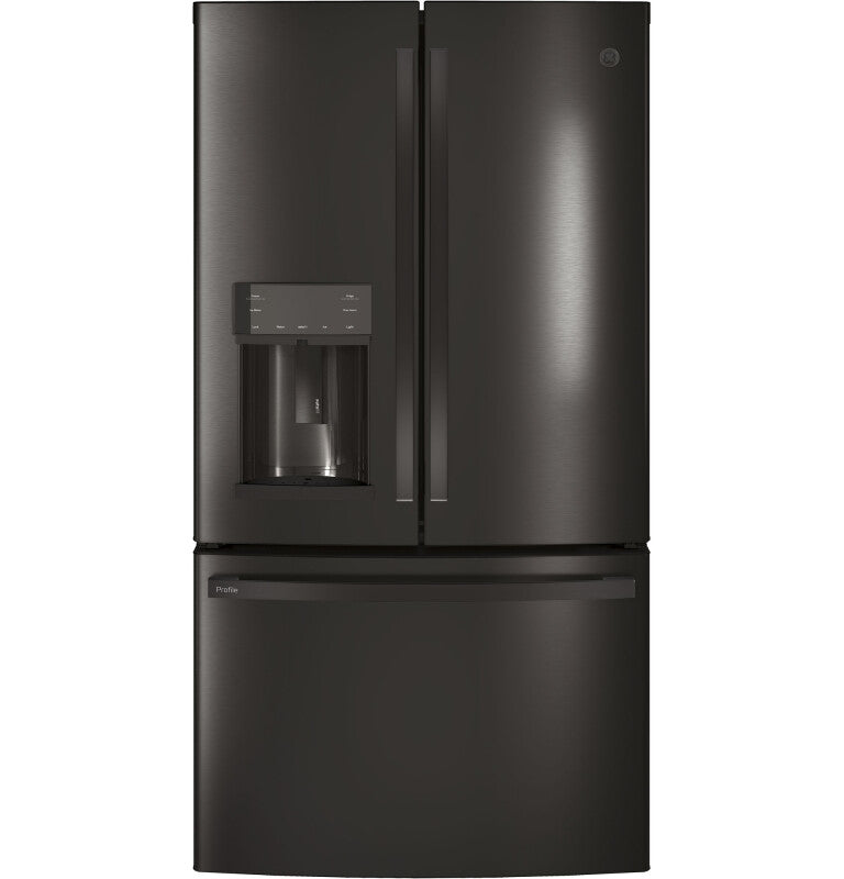 GE Profile 22.1 Cu. Ft. Counter-Depth French-Door Refrigerator with Hands-Free AutoFill - Black Stainless (PYE22KBLTS)