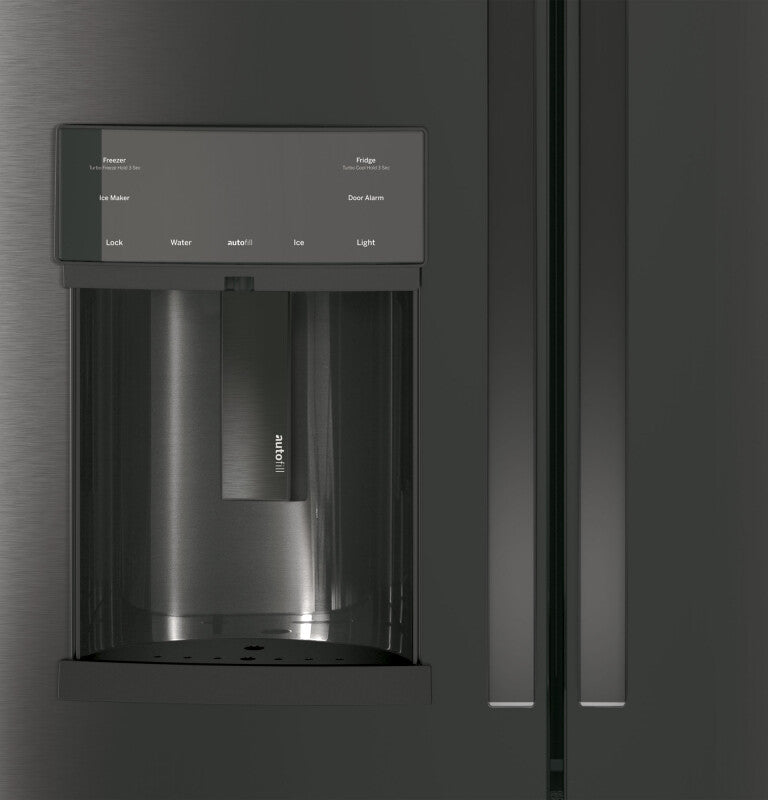 GE Profile 22.1 Cu. Ft. Counter-Depth French-Door Refrigerator with Hands-Free AutoFill - Black Stainless (PYE22KBLTS)