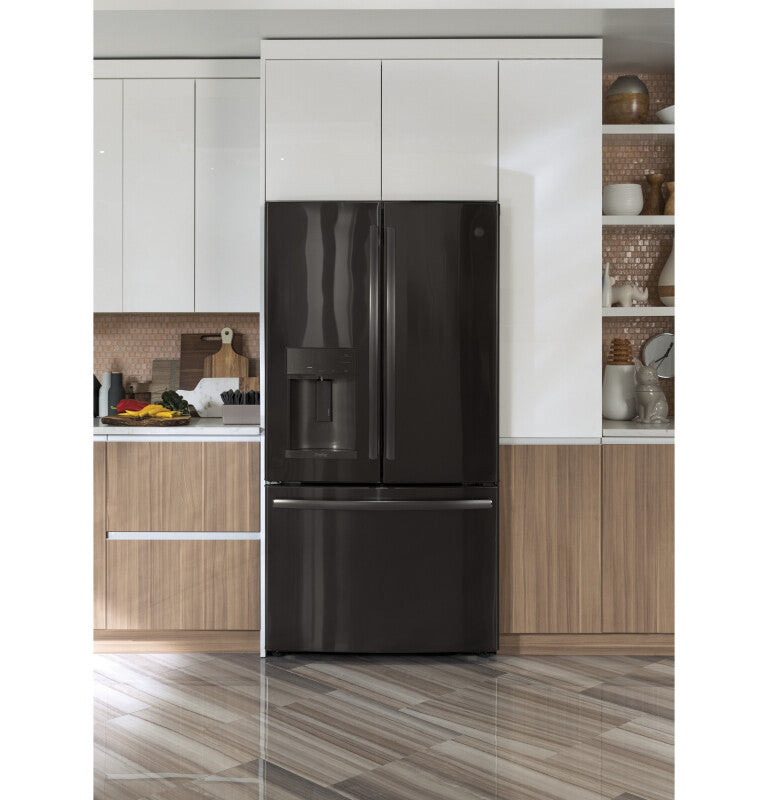 GE Profile 22.1 Cu. Ft. Counter-Depth French-Door Refrigerator with Hands-Free AutoFill - Black Stainless (PYE22KBLTS)
