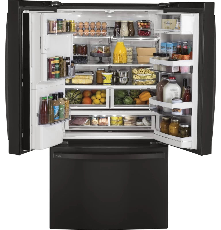 GE Profile 22.1 Cu. Ft. Counter-Depth French-Door Refrigerator with Hands-Free AutoFill - Black Stainless (PYE22KBLTS)