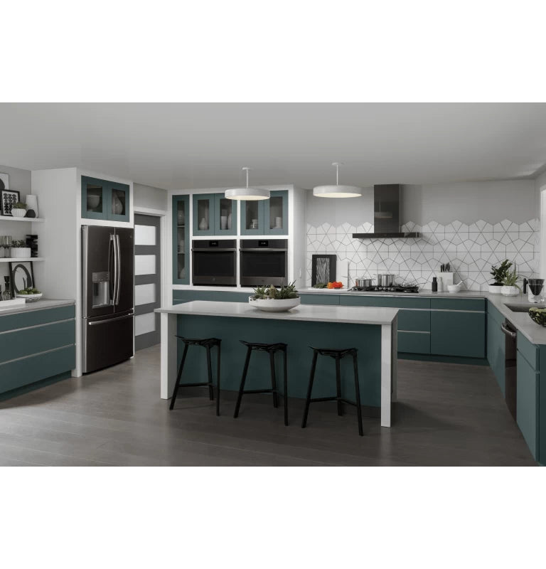 GE Profile 22.1 Cu. Ft. Counter-Depth French-Door Refrigerator with Hands-Free AutoFill - Black Stainless (PYE22KBLTS)