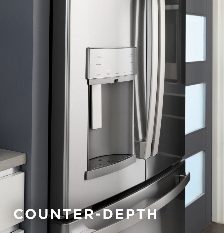 GE Profile 22.1 Cu. Ft. Counter-Depth Fingerprint Resistant French-Door Refrigerator with Hands-Free AutoFill - Fingerprint Resistant Stainless Steel (PYE22KYNFS)