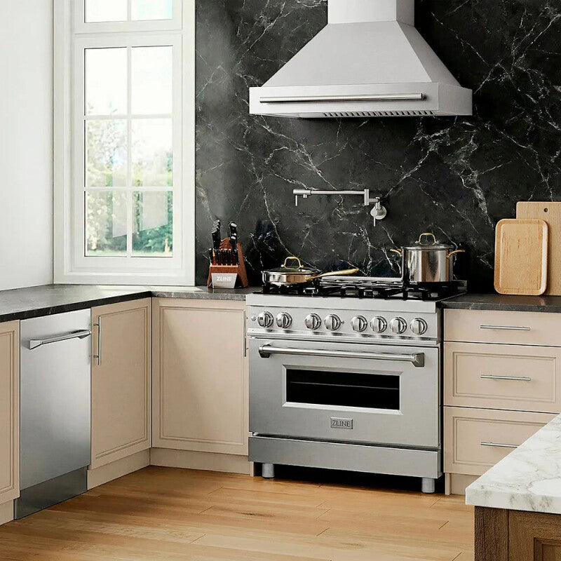 ZLINE 36 In. 4.6 Cu. Ft. Legacy Dual Fuel Range With 6 Burner Gas Cooktop And Electric Convection Oven In Stainless Steel - Stainless Steel (RA36)