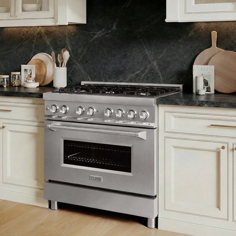 ZLINE 36 In. 4.6 Cu. Ft. Legacy Dual Fuel Range With 6 Burner Gas Cooktop And Electric Convection Oven In Stainless Steel - Stainless Steel (RA36)
