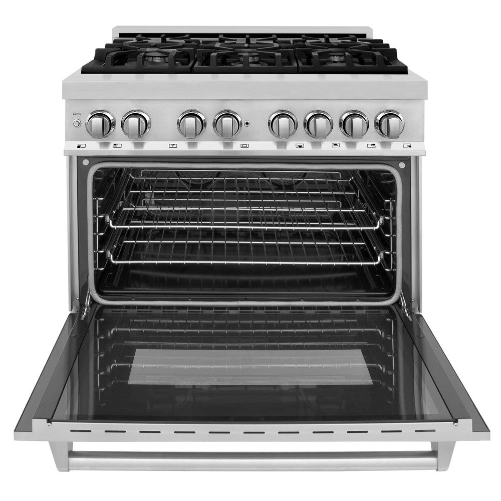 ZLINE 36" 4.6 cu. ft. Dual Fuel Range with Gas Stove and Electric Oven - Stainless Steel (RA36)