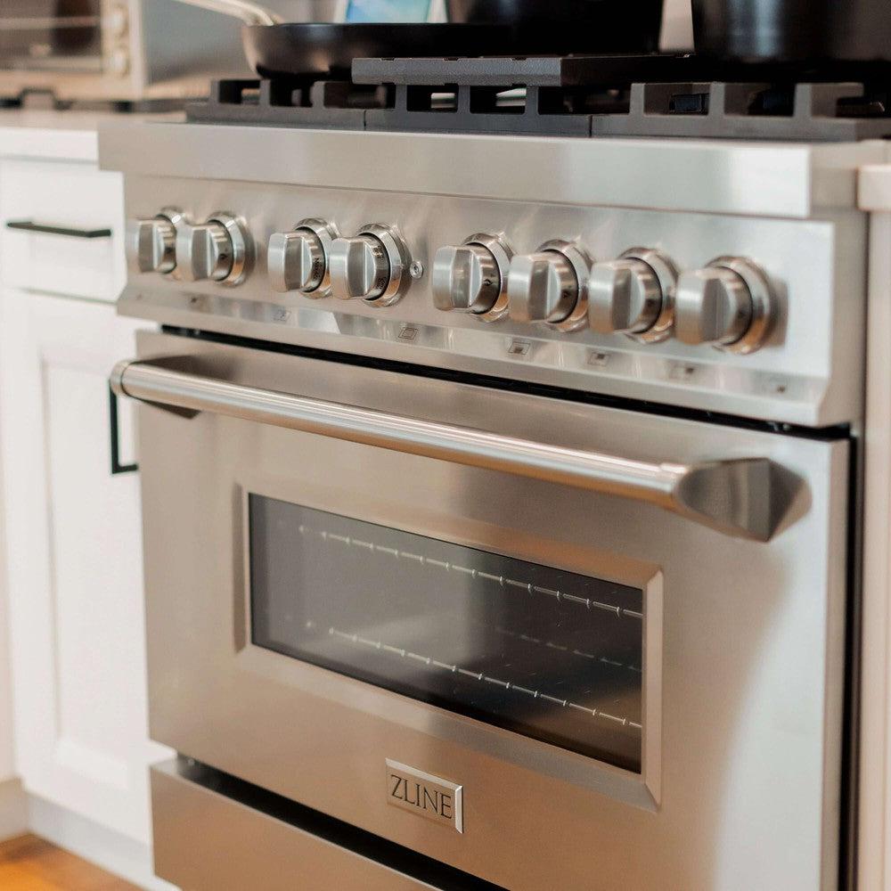 ZLINE 36" 4.6 cu. ft. Dual Fuel Range with Gas Stove and Electric Oven - Stainless Steel (RA36)