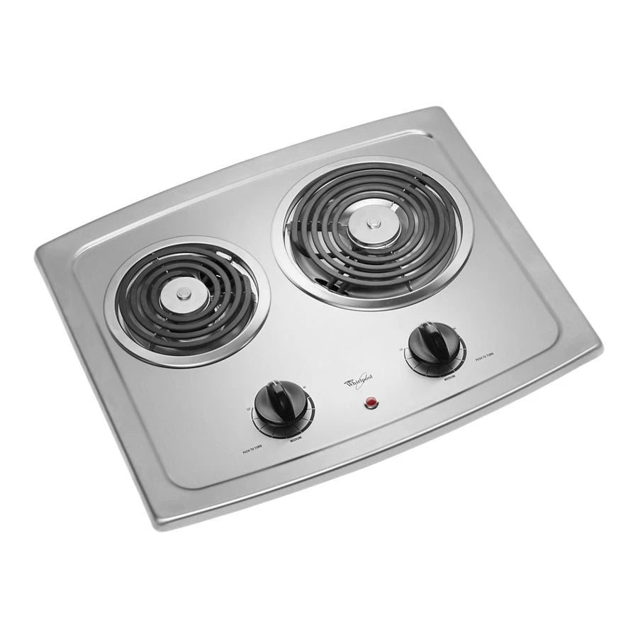 WHIRLPOOL 21-inch Electric Cooktop with Black Stainless Steel Surface - Black-on-Stainless (RCS2012RS)